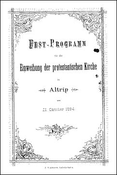 Fest-Programm für die Einweihung der Protestantischen Kirche in Altrip am 21. Oktober 1894