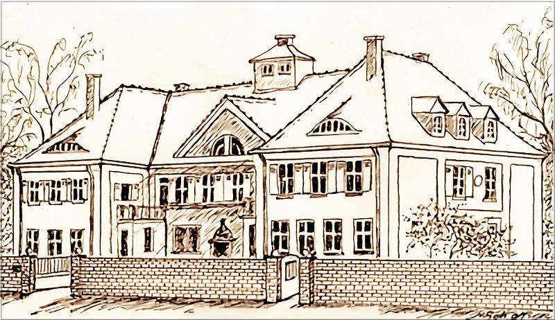 Die ehemalige „Villa Baumann“ (Zeichnung: Heinz Schneider)