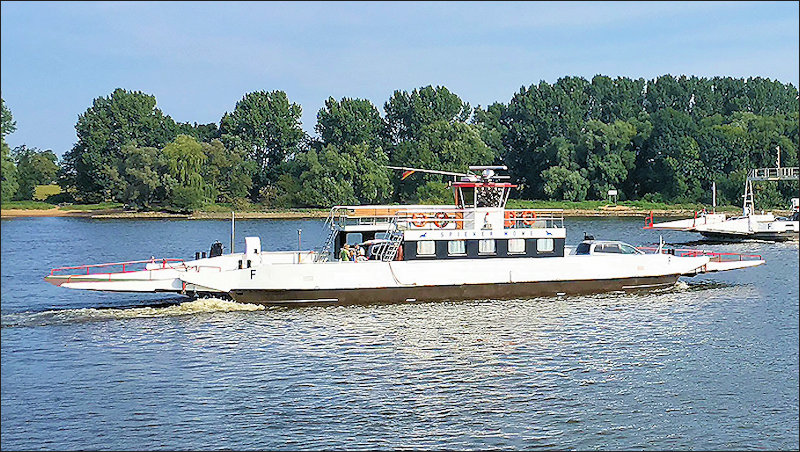 Die Fähre "Spieker Möwe" auf der Elbe