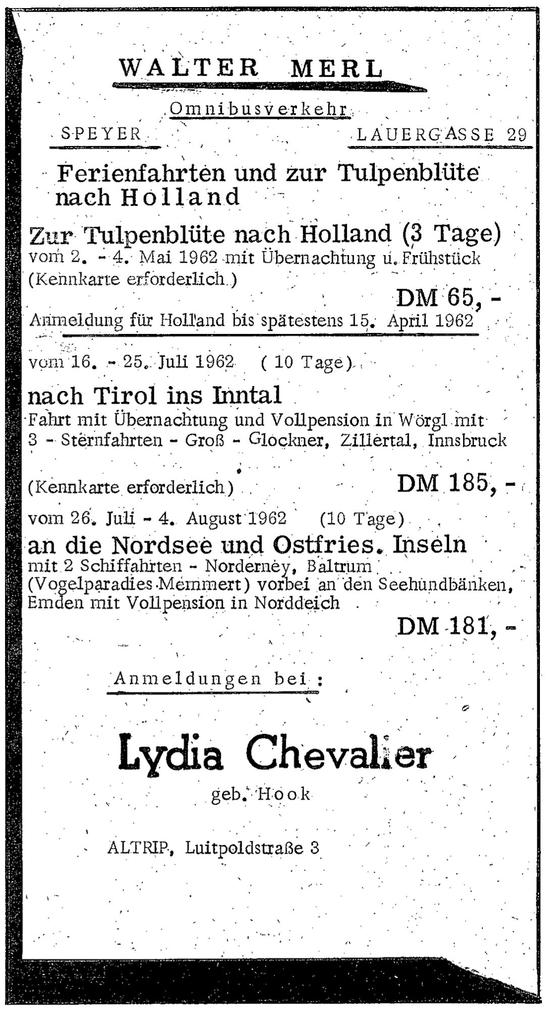 Nachrichtenblatt der Gemeinde Altrip | Donnerstag, den 22. März 1962 | 3. Jahrgang - Nummer 12