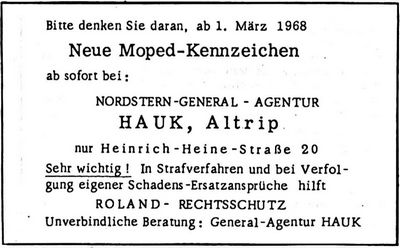 NORDSTERN-GENERAL-AGENTUR HAUK (Nachrichtenblatt der Gemeinde Altrip | Donnerstag, den 15. Februar 1968 | 9. Jahrgang - Nummer 7)