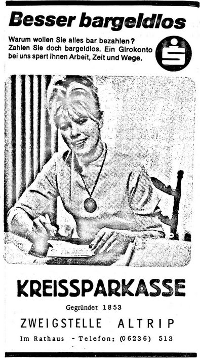 KREISSPARKASSE (Nachrichtenblatt der Gemeinde Altrip | Donnerstag, den 16. Mai 1968 | 9. Jahrgang - Nummer 20)