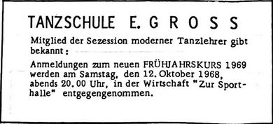 TANZSCHULE E. GROSS (Nachrichtenblatt der Gemeinde Altrip | Donnerstag, den 10. Oktober 1968  | 9. Jahrgang - Nummer 41)