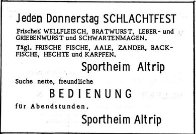 Sportheim Altrip (Nachrichtenblatt der Gemeinde Altrip | Donnerstag, den 10. Oktober 1968  | 9. Jahrgang - Nummer 41)